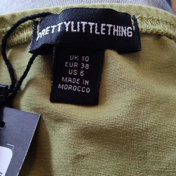 Shape Olive Slinky Acetate Ruched Front Mini Skirt Pretty Little Thing Size 6 - Picture 8 of 8